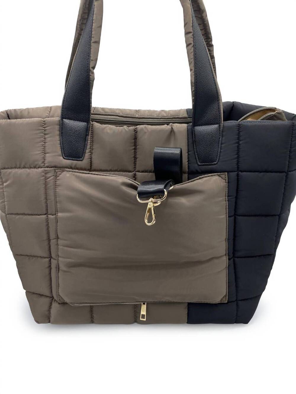 NEW CHINESE LAUNDRY beth puffer tote in brown/black